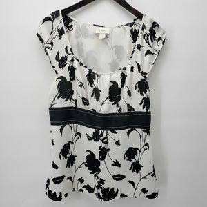 Loft Black & White Blouse Size 12